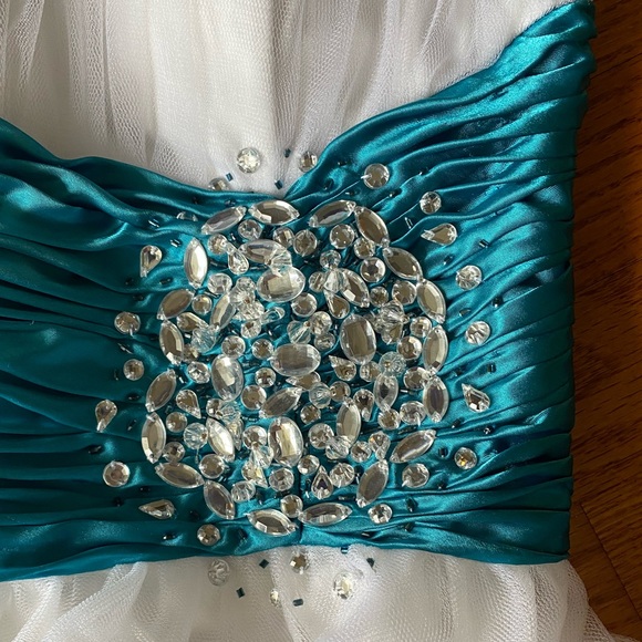 White & Blue Prom Dress - Picture 3 of 4